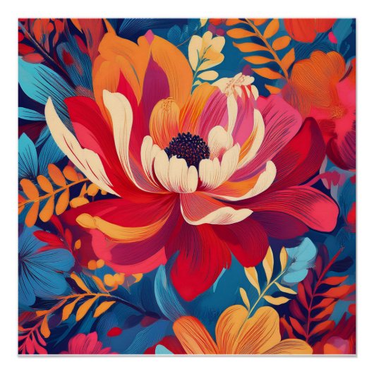 Poster Explosion florale audacieuse - Art de la nature co (Devant)