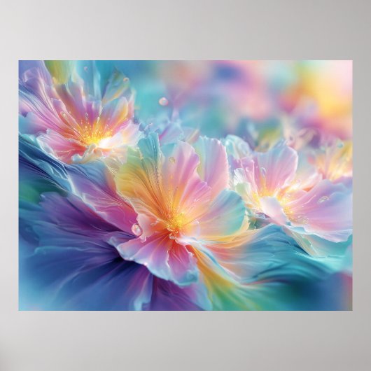 Poster Explosion florale cosmique abstraite en pastel (Devant)