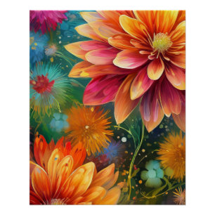 Poster Explosion florale : Motif couleur éclatante