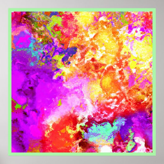 Poster Explosions Abstraites de couleurs artistiques (Devant)