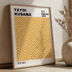 Poster Exposition Abstraite Jaune de Yayoi Kusama Japonai