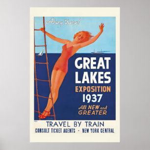 Poster Exposition des Grands Lacs des années 1930 Clevela