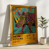Poster Exposition d'illustrations rétro de rhinocéros par