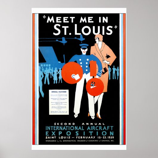 Poster Exposition internationale vintage d'aéronefs (Devant)