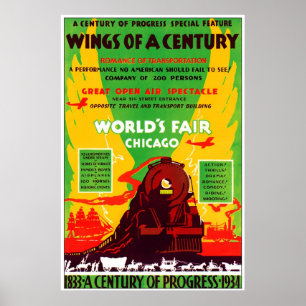 Poster Exposition universelle 1934 de Chicago par chemin