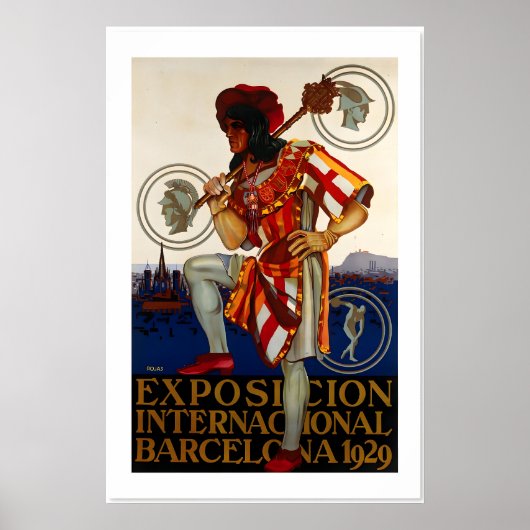 Poster Exposition Universelle de Barcelone 1929 Style Vin (Devant)