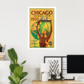 Poster Exposition universelle de Chicago 1933 Siècle de p (Bureau à domicile)