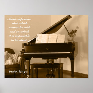 Poster Express de musique — citation de Victor Hugo - art