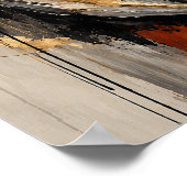 Poster Expression abstraite expressive Orange Brûlé Noir (Coin)