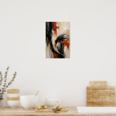 Poster Expression abstraite expressive Orange Brûlé Noir (Cuisine)