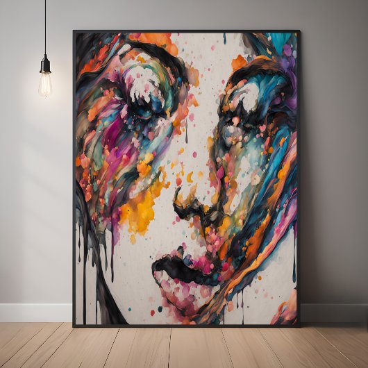 Poster Expression Abstraite vive - Tombant dans l'art de 