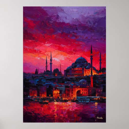 Poster Expressionist Istanbul Skyline Vibrant City (Devant)