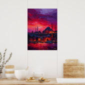 Poster Expressionist Istanbul Skyline Vibrant City (Cuisine)