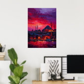 Poster Expressionist Istanbul Skyline Vibrant City (Bureau à domicile)