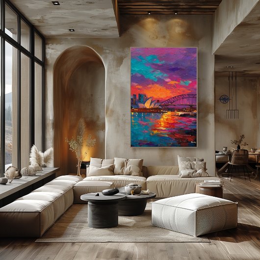 Poster Expressionist Sydney Skyline Vibrant Harbor City