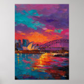 Poster Expressionist Sydney Skyline Vibrant Harbor City (Devant)
