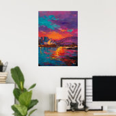 Poster Expressionist Sydney Skyline Vibrant Harbor City (Bureau à domicile)