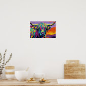 Poster Expressionist Vibrant Colorful Cow (Cuisine)