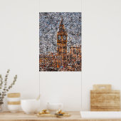 Poster Expressionnisme abstrait Big Ben Londres Drip Art (Cuisine)