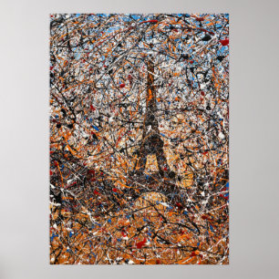 Poster Expressionnisme abstrait Tour Eiffel de Paris Art 