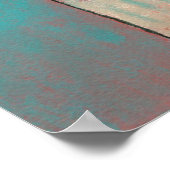 Poster Expressionniste d'art Abstrait Red Aqua Turquoise  (Coin)