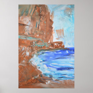 Poster Expressionniste de Falaises Côtières Terriennes