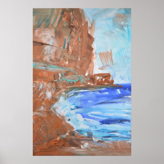 Poster Expressionniste de Falaises Côtières Terriennes (Devant)