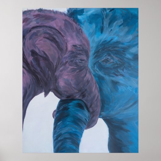Poster Expressionniste éléphant bleu et violet moderne (Devant)