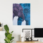 Poster Expressionniste éléphant bleu et violet moderne (Bureau à domicile)