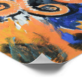 Poster Expressionniste Pieuvre Orange Vibrante (Coin)