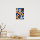 Poster Expressionniste Pieuvre Orange Vibrante (Cuisine)