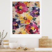 Poster Expressive Abstract Flower Painting (Cuisine)