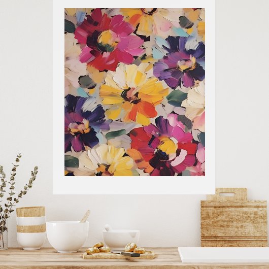 Poster Expressive Abstract Flower Painting (Cuisine)