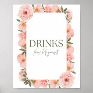 Poster exquis Poster de boissons florales Peach