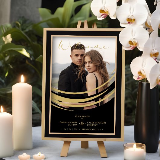 Poster Exquise Abstraite forme géométrique dorée