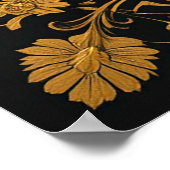 Poster Exquise libellule d'or avec l'art floral (Coin)