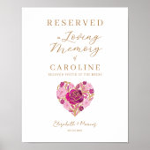 Poster Exquisite Floral Heart Loving Memory Reserved Seat (Devant)