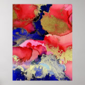 Poster Exquisite Red Blue Gold Abstract Art (Devant)
