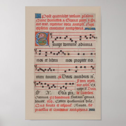 Poster Exsurge Domine Antiphon Manuscrit de Musique Médié (Devant)