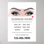 Poster Extensions Eyelash Salon Lash Heures d'ouverture (Devant)
