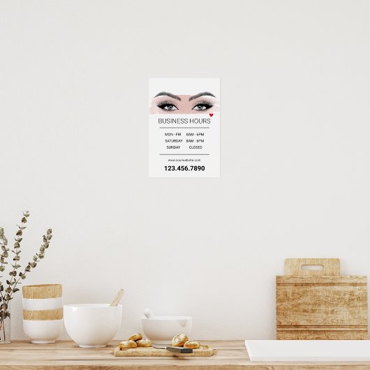 Poster Extensions Eyelash Salon Lash Heures d'ouverture (Cuisine)