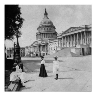 Poster Extérieur du bâtiment de capitol avec des femmes
