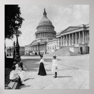 Poster Extérieur du bâtiment de capitol avec des femmes