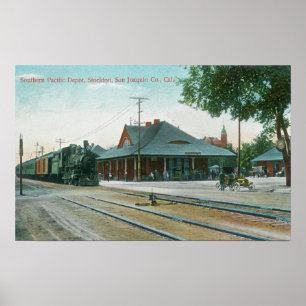 Poster Exterior View of the Southern Pacific Depot