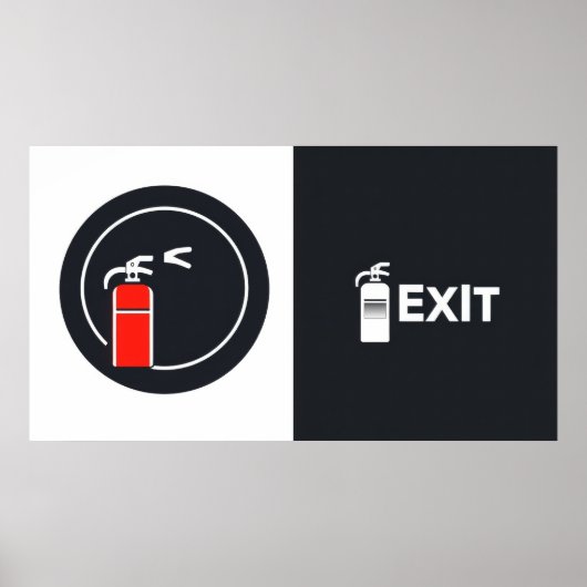 Poster Extincteur d'incendie avec panneau de sortie (Devant)