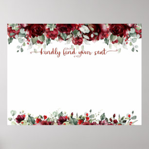 Poster Extra Large Blank Red Peony Seating Chart