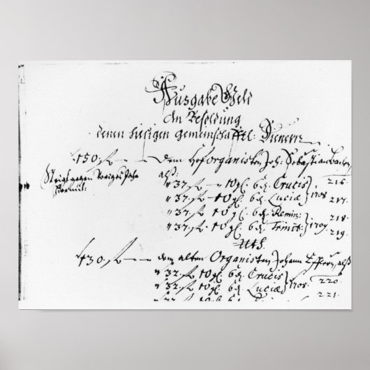 Poster Extrait du salaire de J.S. Bach (Devant)