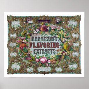 Poster Extraits de cuisson de fruits à fleurs victoriens