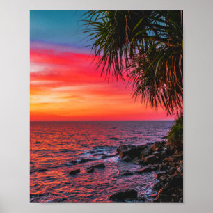 Poster Extraordinaire Tropical Ocean Palm Sunset Dream