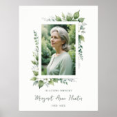 Poster Exuberant Flower & Foliage Frame Funeral Photo (Devant)